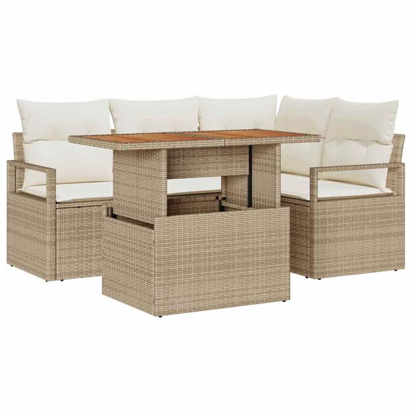 vidaXL Σέτ φαγητού για κήπο 5 pcs Μπεζ και Κρέμα 100 x 55 x 73 εκ