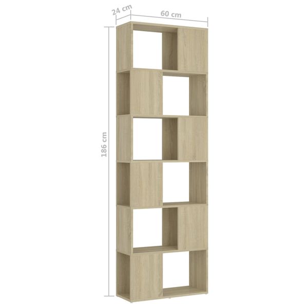 vidaXL Βιβλιοθήκη/Διαχωρισ. Χώρου Sonoma Δρυς 60x24x186εκ. Μοριοσανίδα