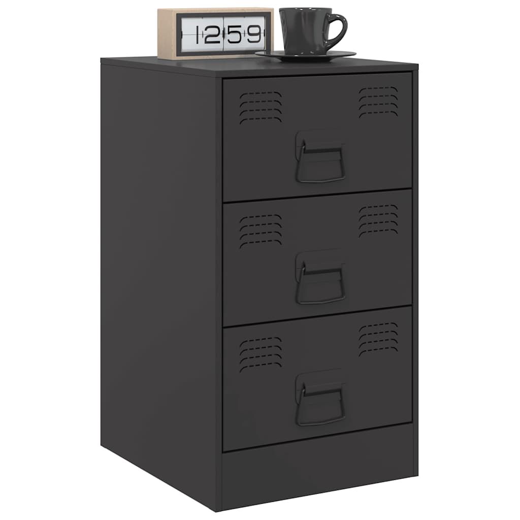 vidaXL Κομοδίνο Μαύρο 34,5x39x62 εκ. από Χάλυβα