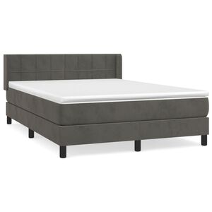 vidaXL Κρεβάτι Boxspring με Στρώμα Σκούρο Γκρι 140x200 εκ. Βελούδινο