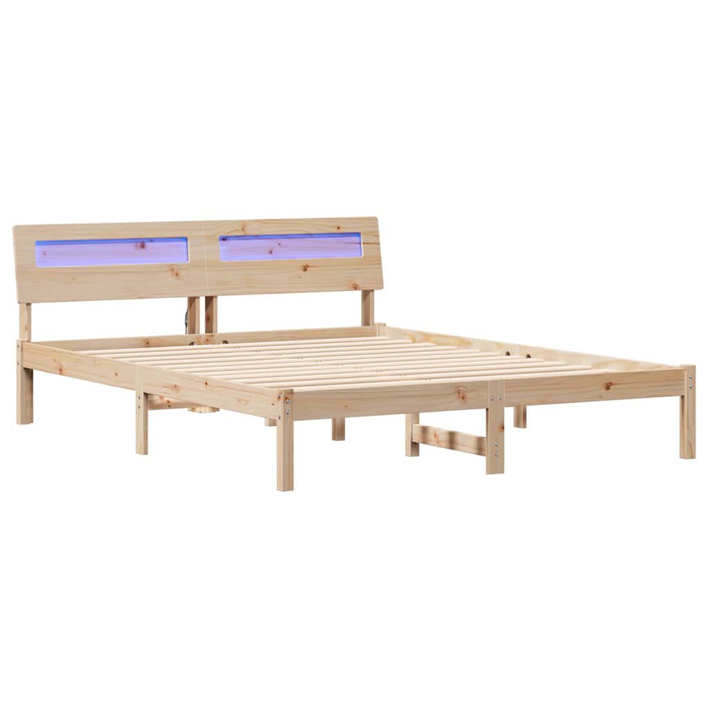 vidaXL Σκελετός Κρεβατιού Καφέ 160 x 200 cm Μασίφ ξύλο πεύκου