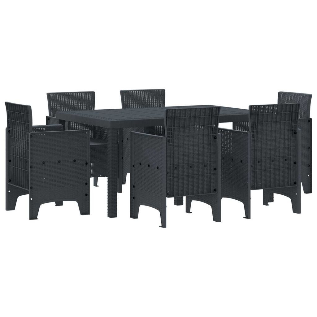 vidaXL Σετ Τραπεζαρίας Κήπου 7 pcs Ανθρακί PE Ρατάν