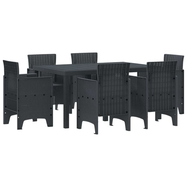 vidaXL Σετ Τραπεζαρίας Κήπου 7 pcs Ανθρακί PE Ρατάν