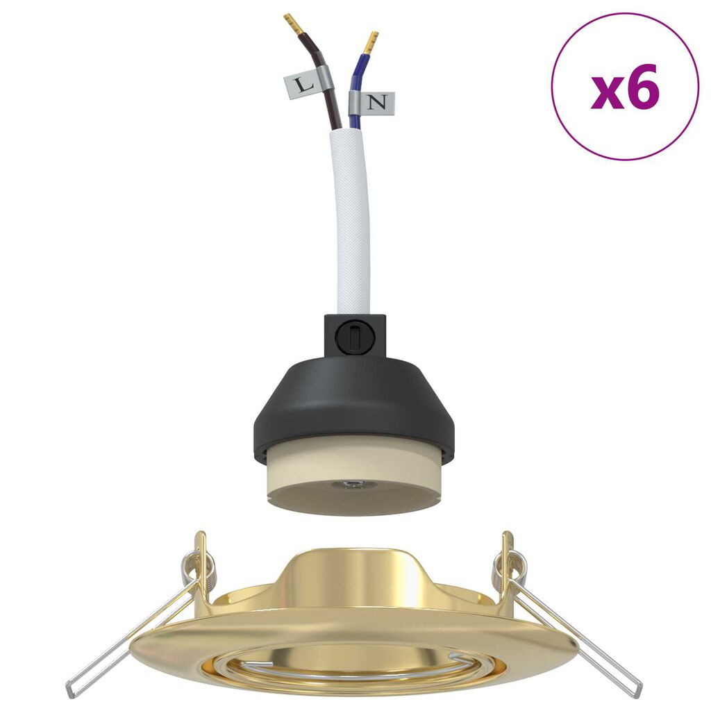 vidaXL Spotlights με προβολείς 6 pcs Χρυσό 9 x 9 εκ. Μέταλλο