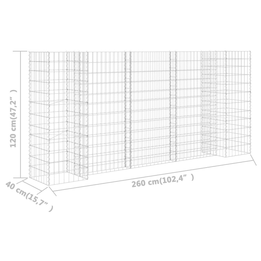 vidaXL Συρματοκιβώτιο Γλάστρα Σχήμα «Η» 260x40x120 εκ. Ατσάλινο Σύρμα