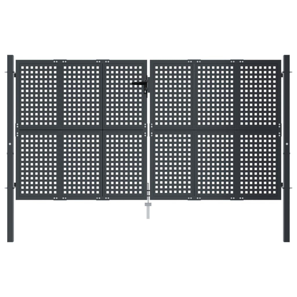 vidaXL Πύλη Κήπου Ανθρακί 300 x 125 εκ. Ατσάλινη