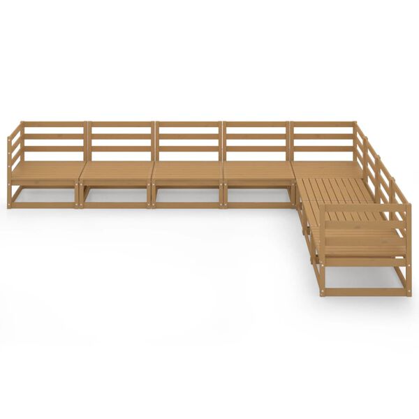 vidaXL Σαλόνι Κήπου Σετ 8 Τεμαχίων Καφέ Μελί από Μασίφ Ξύλο Πεύκου