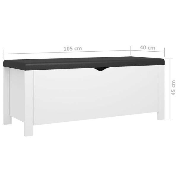 vidaXL Κουτί Αποθήκευσης Λευκό 105x40x45 εκ. Επεξ. Ξύλο με Μαξιλάρι