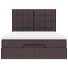 vidaXL Οθωμανικό κρεβάτι με στρώμα & LEDs Σκούρο καφέ 140x200cm ύφασμα