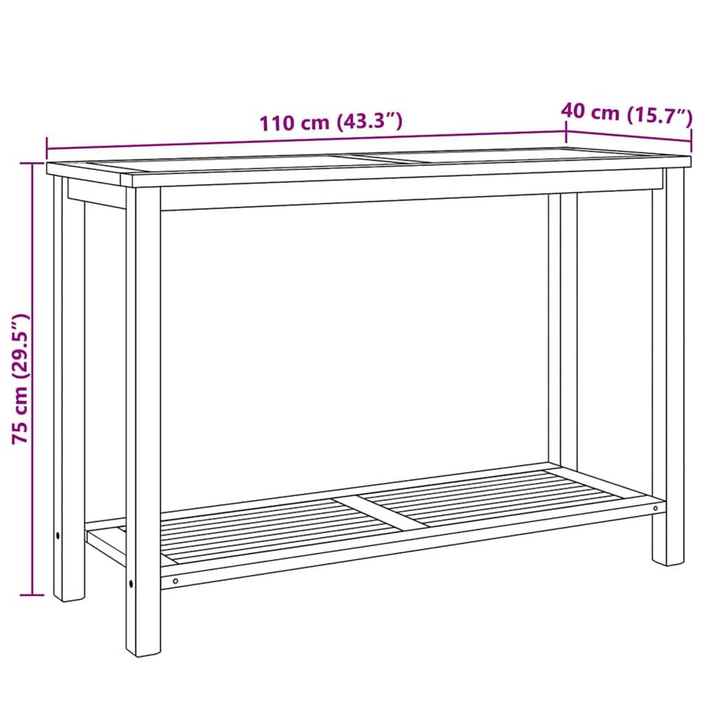 vidaXL Τραπεζάκι σαλονιού Καφέ 110 x 40 x 45 cm Μασίφ ξύλο teak