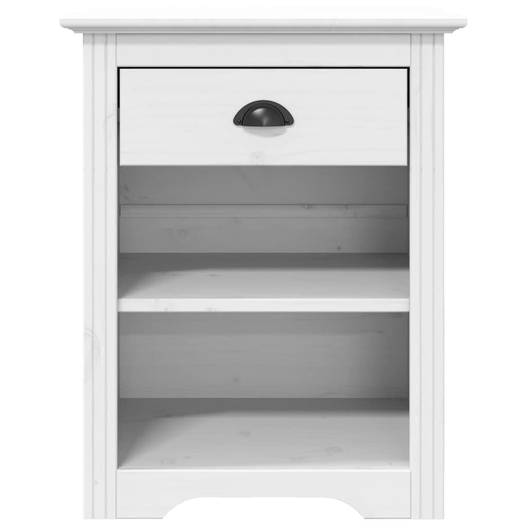 vidaXL Κομοδίνο BODO Λευκό 53 x 38,5 x 67 εκ. από Μασίφ Ξύλο Πεύκου