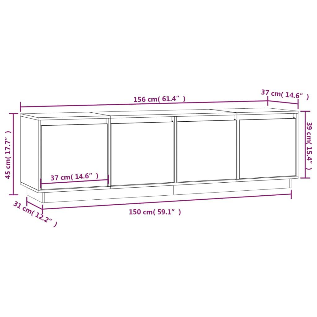 vidaXL Έπιπλο Τηλεόρασης 156 x 37 x 45 εκ. από Μασίφ Ξύλο Πεύκου