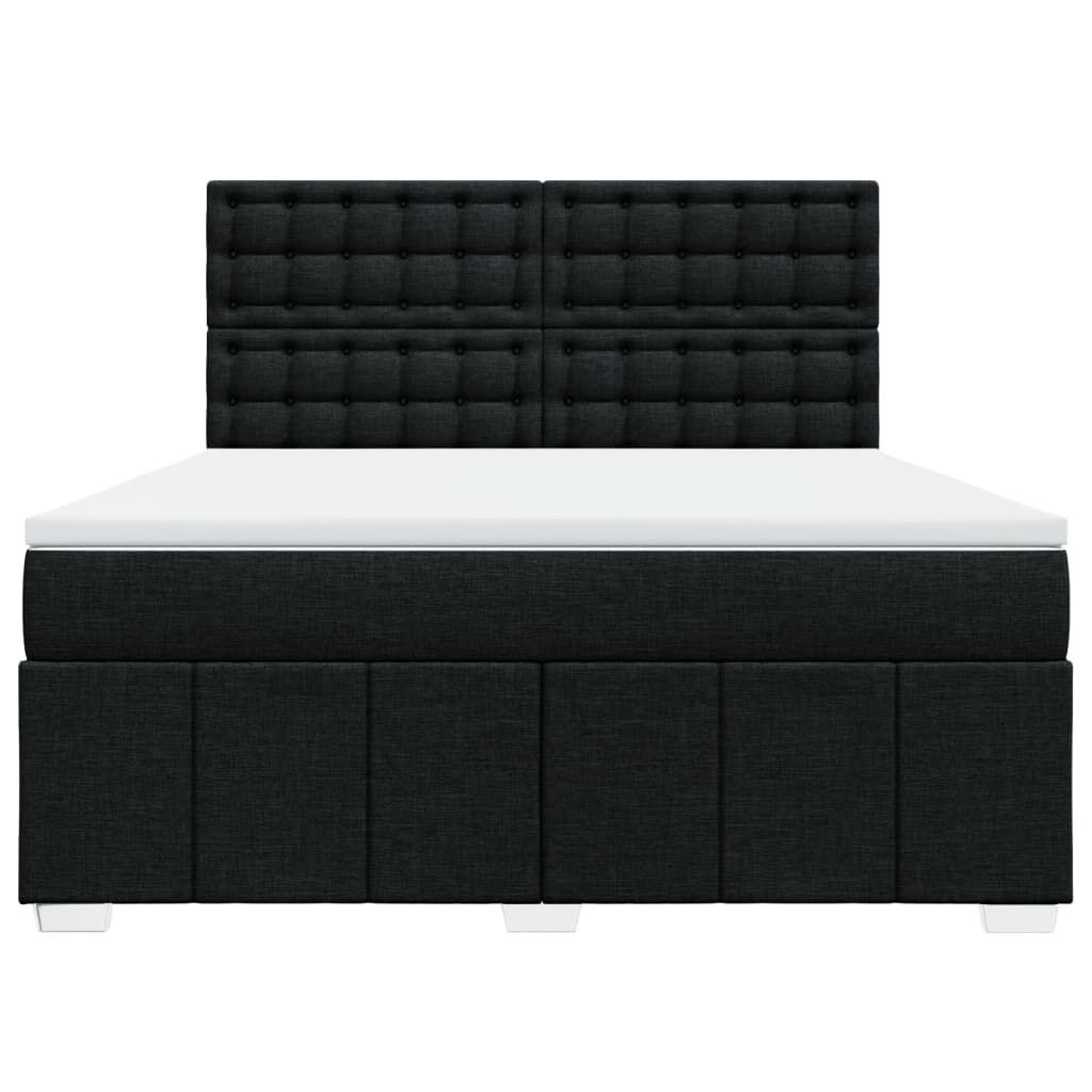vidaXL Κρεβάτι Boxspring με Στρώμα Μαύρο 180x200 εκ. Υφασμάτινο