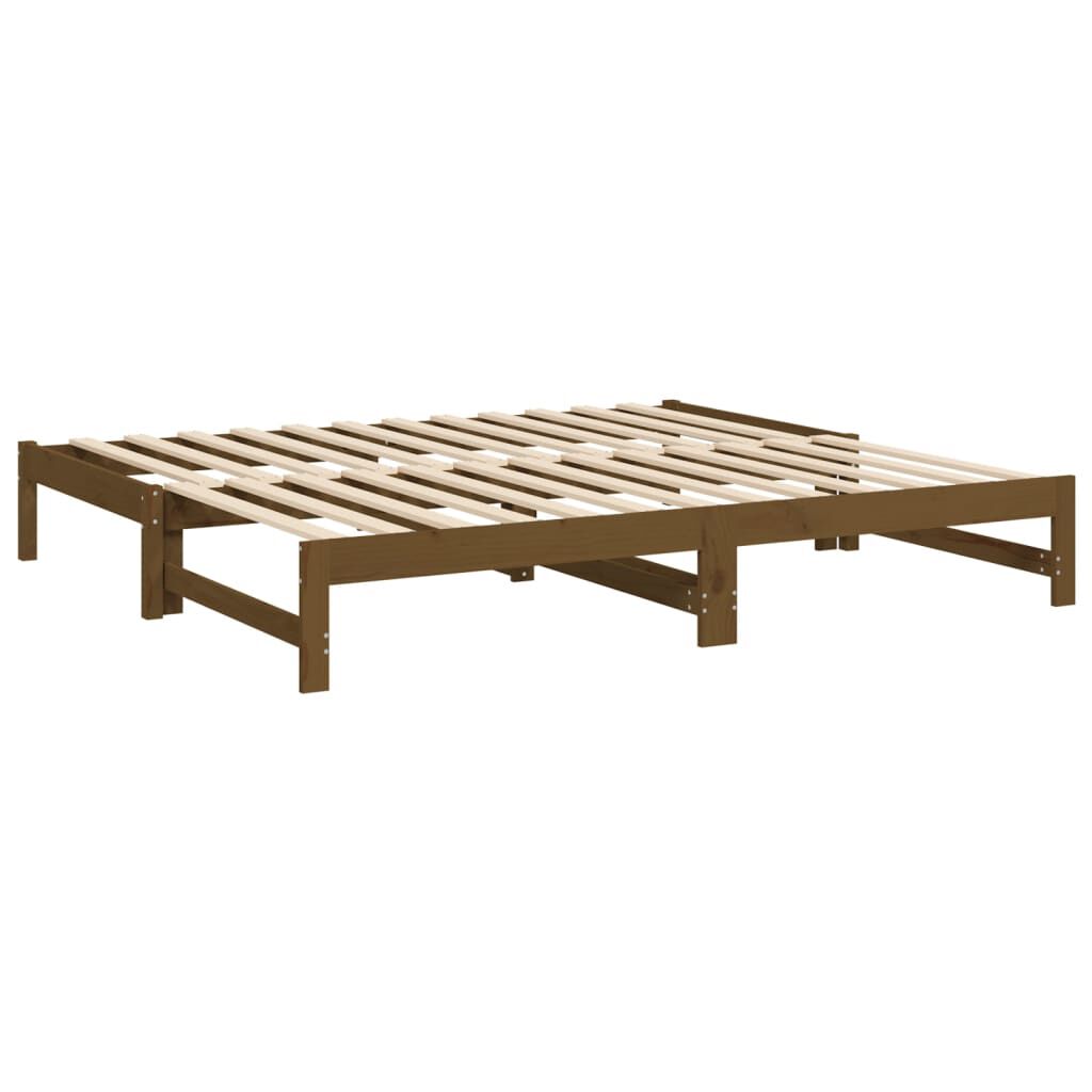 vidaXL Καναπές Κρεβάτι Συρόμενος Μελί 2x(90x190) εκ. Μασίφ Ξύλο Πεύκου