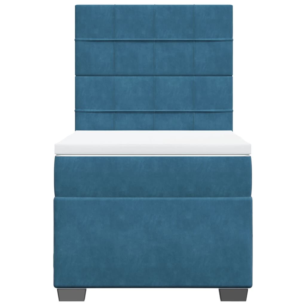vidaXL Κρεβάτι Boxspring με Στρώμα Μπλε 90x200 εκ. Βελούδινο