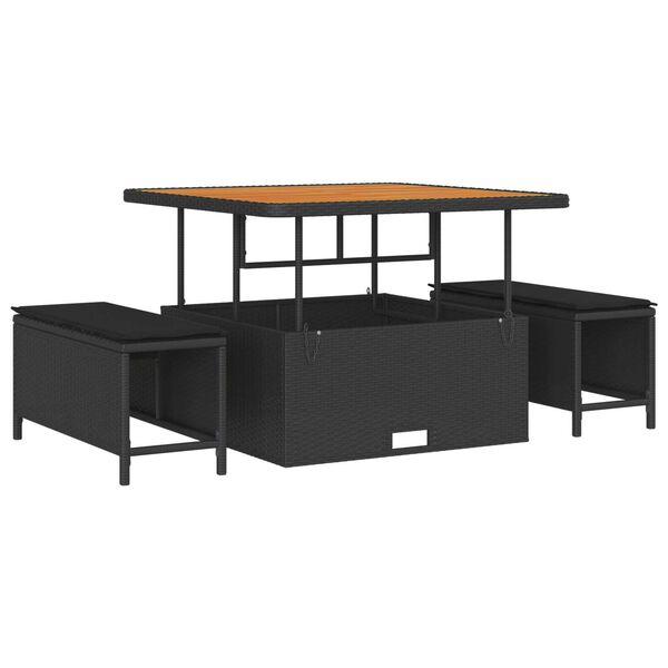 vidaXL &Sigma;&epsilon;&tau; &Kappa;&alpha;&nu;&alpha;&pi;έ &Kappa;ή&pi;&omicron;&upsilon; &mu;&epsilon; &mu;&alpha;&xi;&iota;&lambda;ά&rho;&iota; 8 pcs &Mu;&alpha;ύ&rho;&omicron; &sigma;&upsilon;&nu;&theta;&epsilon;&tau;&iota;&kappa;ό &rho;&alpha;&tau;ά&nu;