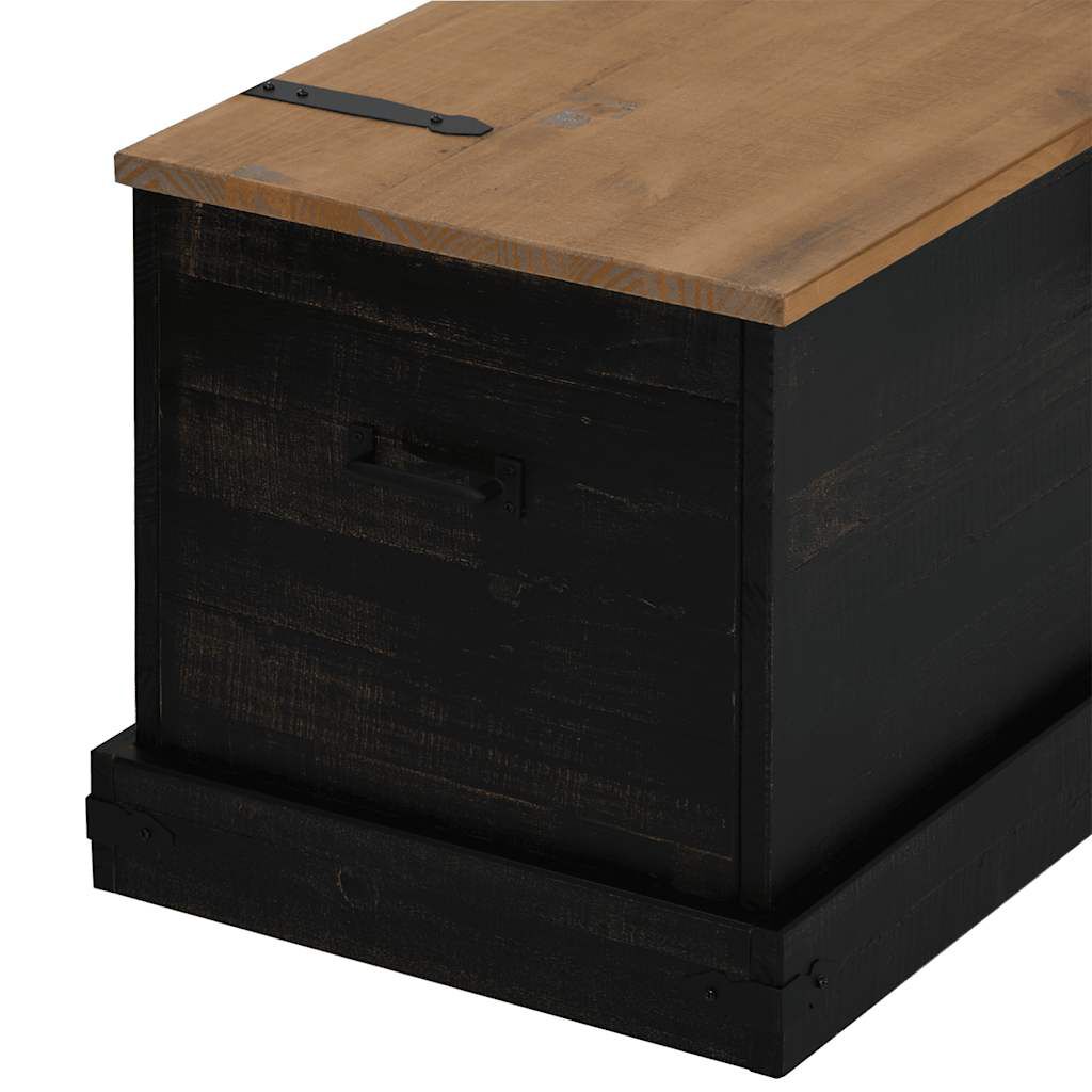 vidaXL Σεντούκι αποθήκευσης HALDEN Μαύρο 91x48x47cm Στερεό ξύλο πεύκου