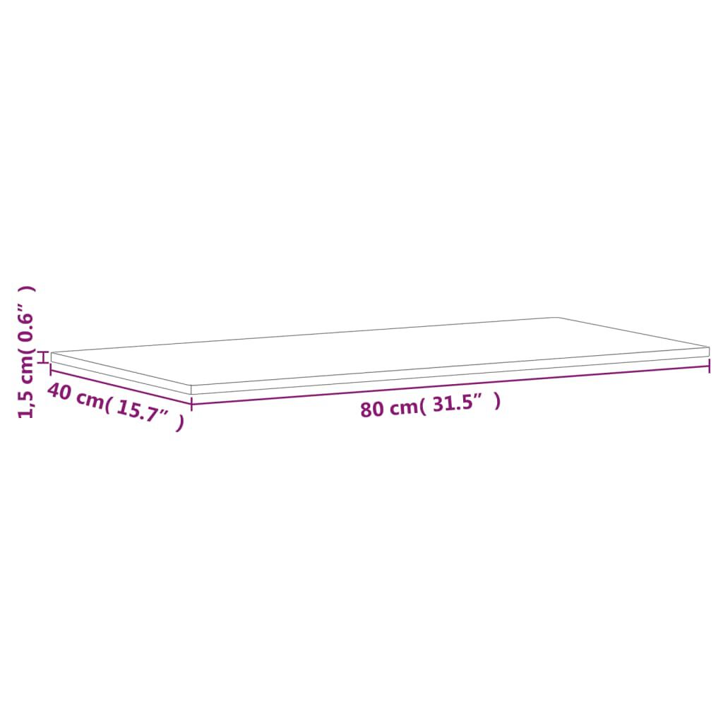vidaXL Επιφάνεια Τραπεζιού Ορθογώνια 80x40x1,5 εκ. Μασίφ Ξύλο Οξιάς
