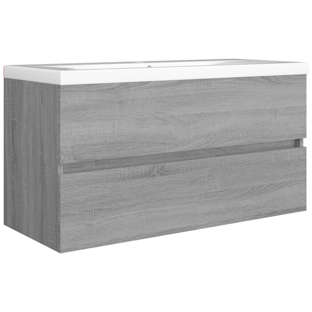 vidaXL Ντουλάπι Νιπτήρα Γκρι Sonoma 90x38,5x45 εκ. Επεξεργασμένο Ξύλο