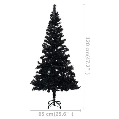 vidaXL Χριστουγεν. Δέντρο Προφωτισμένο Τεχνητό Μπάλες Μαύρο 120εκ PVC
