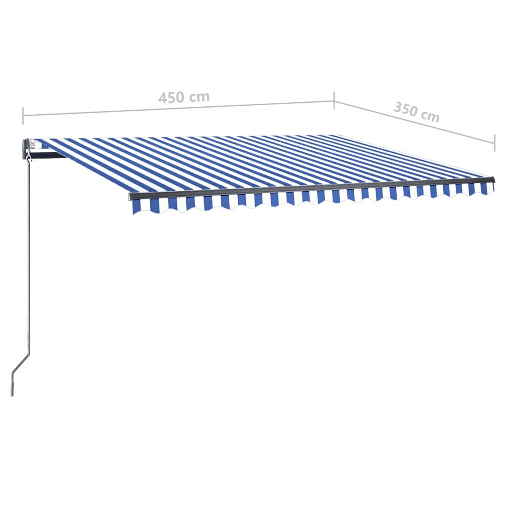 vidaXL Τέντα Αυτόματη με LED & Αισθ. Ανέμου Μπλε / Λευκό 450x350 εκ.