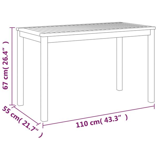 vidaXL Τραπέζι Κήπου 110 x 55 x 67 εκ. από Μασίφ Ξύλο Ακακίας