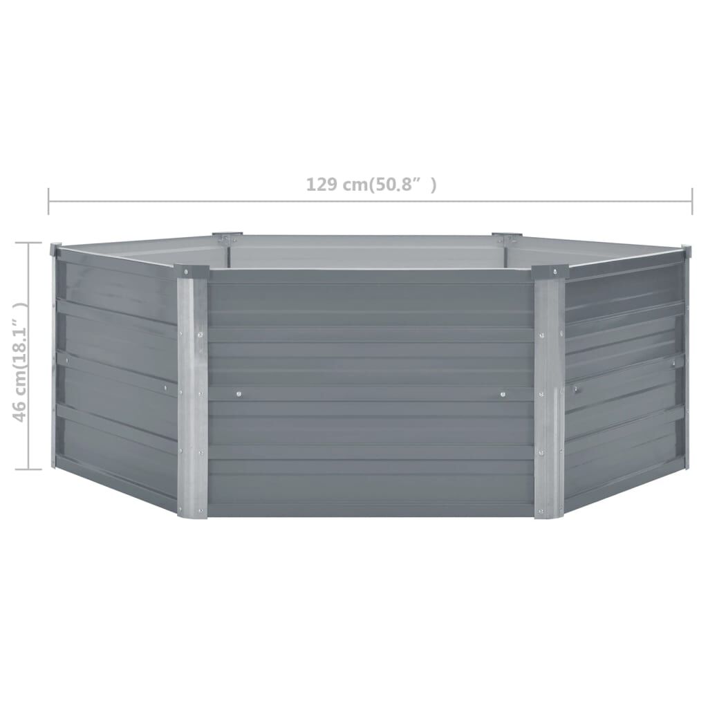 vidaXL Ζαρντινιέρα Ψηλή Γκρι 129 x 129 x 46 εκ. Γαλβανισμένος Χάλυβας