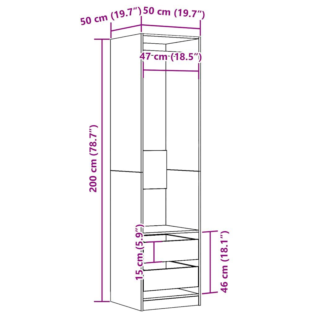 vidaXL Ντουλάπα Τεχνίτης Δρυς 50x50x200εκ από Επεξεργασμένο Ξύλο
