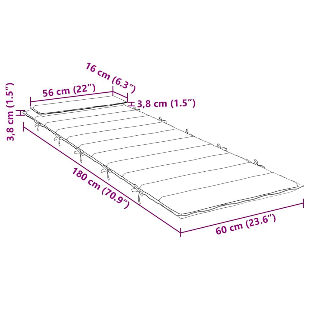vidaXL Μαξιλάρι Ξαπλώστρας Πράσινο 180x60x4 εκ. από Ύφασμα Oxford