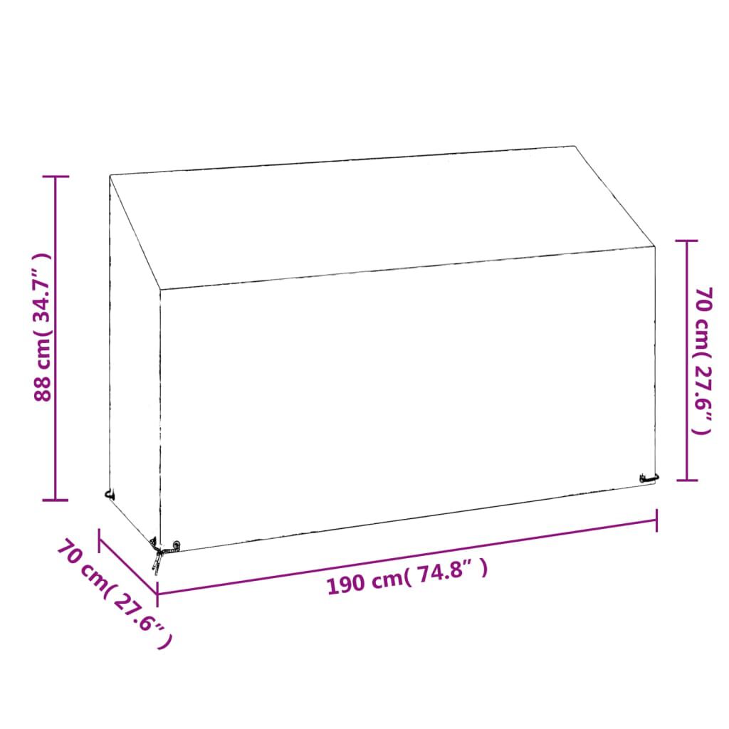 vidaXL Κάλυμμα Παγκακιού με 8 Κρίκους 190x70x70/88 εκ. Πολυαιθυλένιο