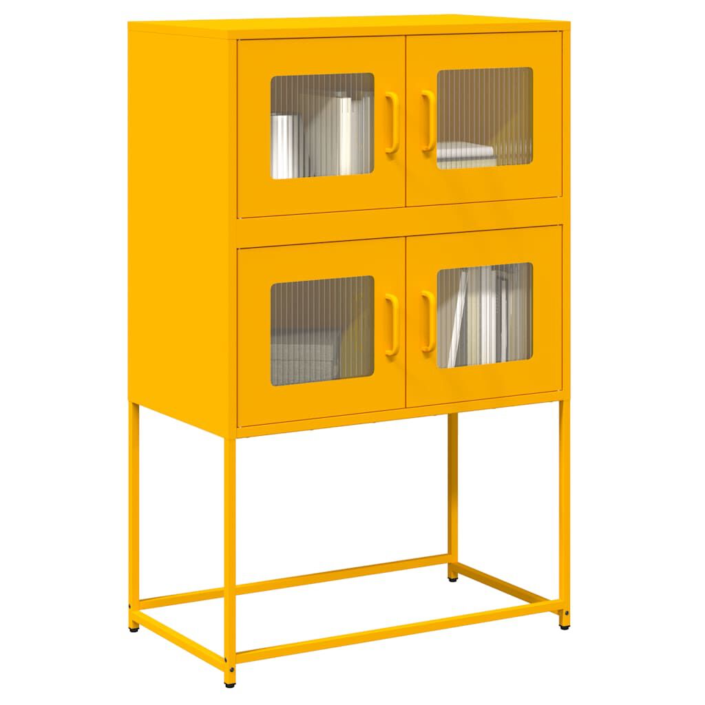 vidaXL Highboard Μουστάρδα κίτρινη 68x39x107 cm Χάλυβας