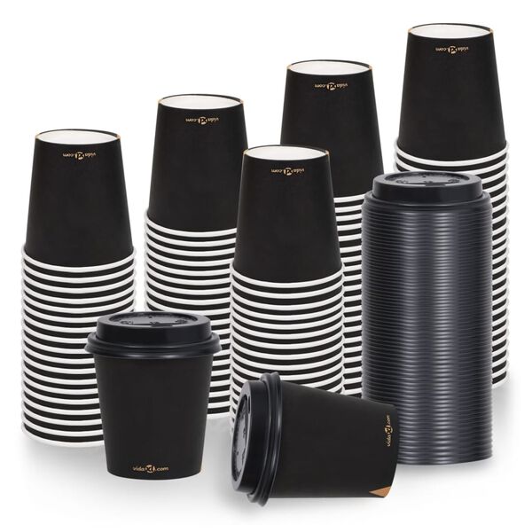 vidaXL &Pi;&omicron;&tau;ή&rho;&iota;&alpha; &Kappa;&alpha;&phi;έ &Chi;ά&rho;&tau;&iota;&nu;&alpha; &mu;&epsilon; &Kappa;&alpha;&pi;ά&kappa;&iota;&alpha; 200 ml 100 &Tau;&epsilon;&mu;ά&chi;&iota;&alpha; &Mu;&alpha;ύ&rho;&alpha;