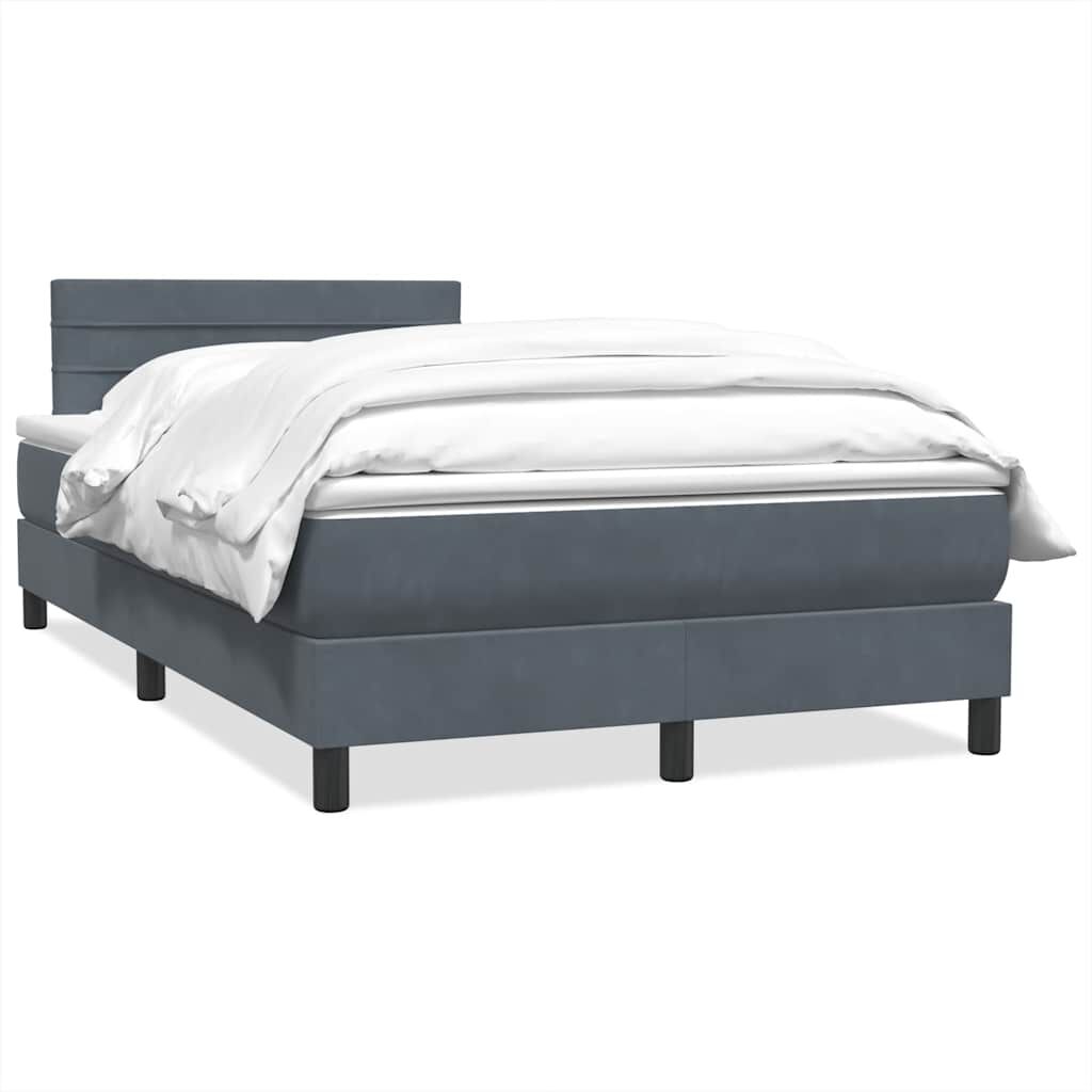 vidaXL Κρεβάτι Boxspring με Στρώμα Σκούρο Γκρι 120x210 εκ. Βελούδινο