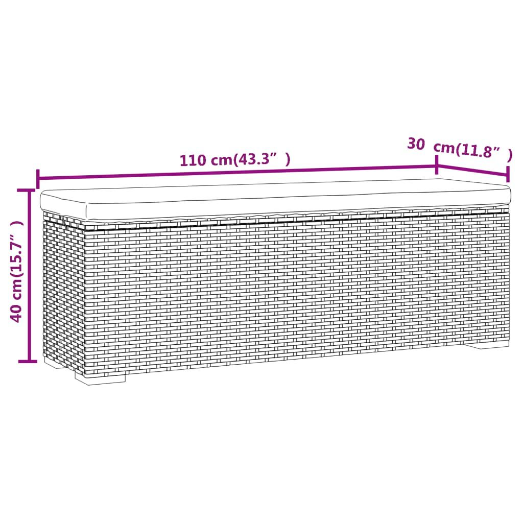 vidaXL Σκαμπό με Μαξιλάρι Καφέ 110 x 30 x 40 εκ. από Συνθετικό Ρατάν