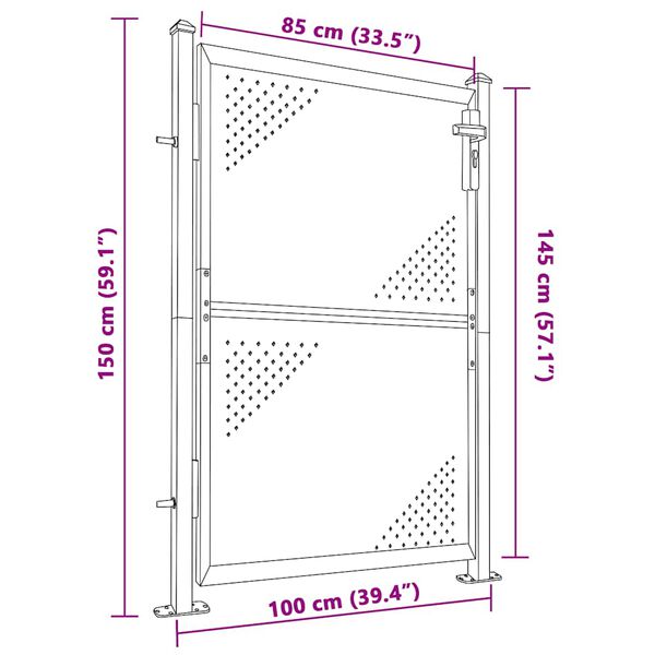 vidaXL Πόρτα Περίφραξης Κήπου 100 x 150 εκ. από Ανοξείδωτο Ατσάλι