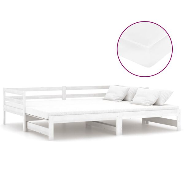 vidaXL Καναπές Κρεβάτι Συρόμενος Λευκός 2x(90x200) εκ. Ξύλο Πεύκου