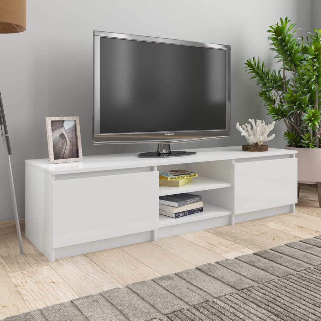 vidaXL Έπιπλο Τηλεόρασης Γυαλιστερό Λευκό 140x40x35,5 εκ. Επεξ. Ξύλο