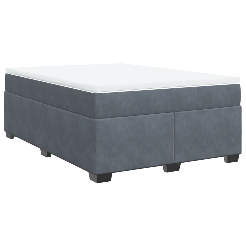 vidaXL Κρεβάτι Boxspring με Στρώμα Σκούρο Γκρι 160x200 εκ. Βελούδινο