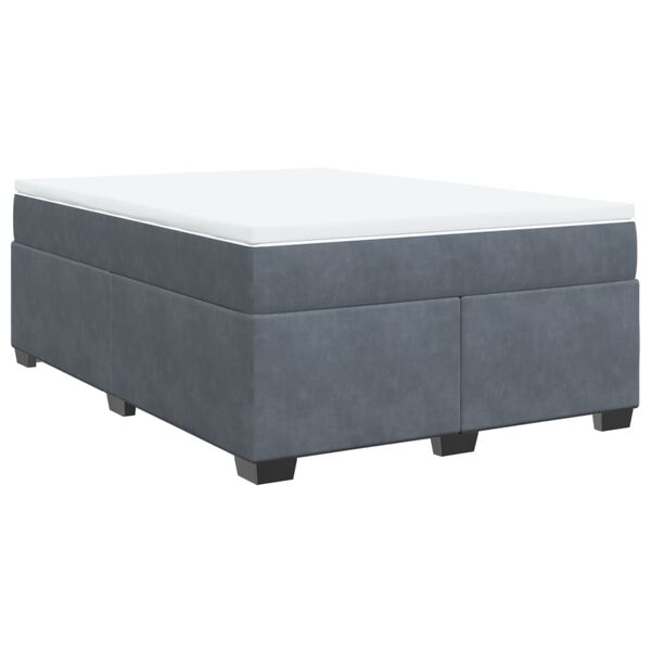 vidaXL Κρεβάτι Boxspring με Στρώμα Σκούρο Γκρι 160x200 εκ. Βελούδινο