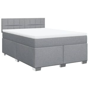 vidaXL Κρεβάτι Boxspring με Στρώμα Ανοιχτό Γκρι 140x190 εκ. Υφασμάτινο