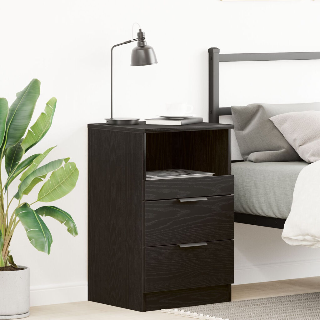 κομοδίνο vidaXL Μαύρο Δρυς 40x35x65 εκ Made of Engineered Wood