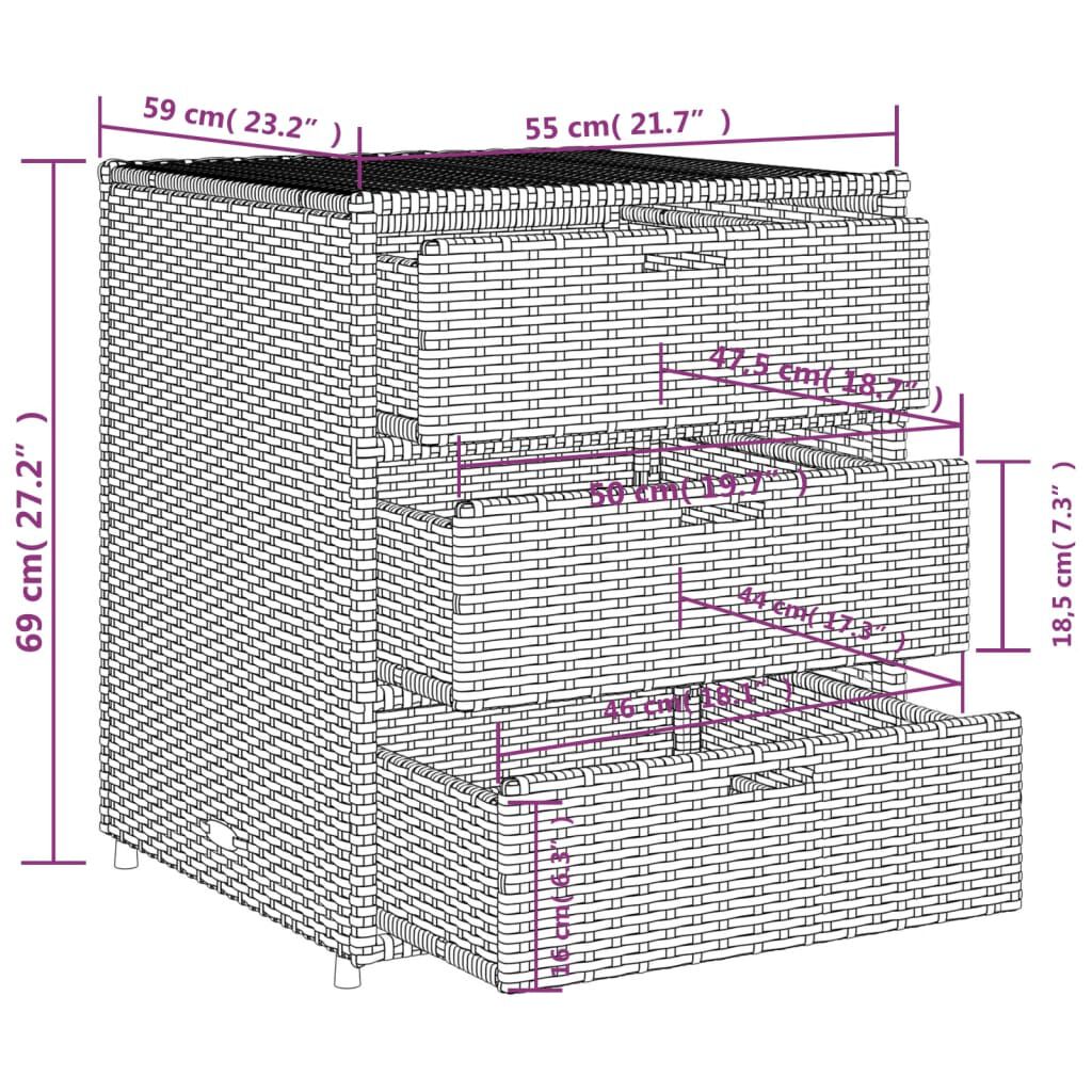 vidaXL Ντουλάπι Αποθήκευσης Κήπου Καφέ 55x59x69 εκ. Συνθετικό Ρατάν