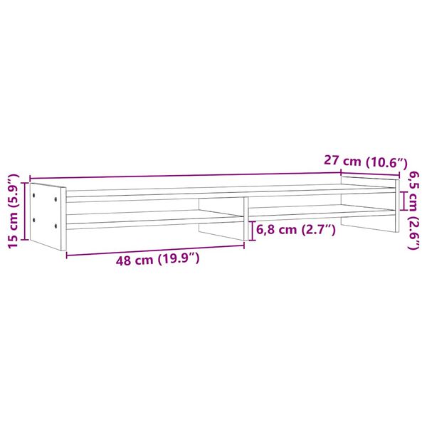 vidaXL Βάση Οθόνης Λευκή 100x27x15 εκ. από Μασίφ Ξύλο Πεύκου