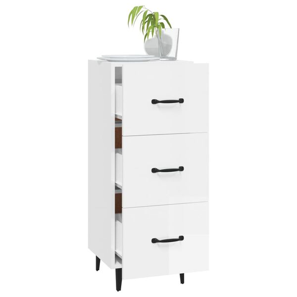 vidaXL Ντουλάπι Γυαλιστερό Λευκό 34,5x34x90 εκ. Επεξεργασμένο Ξύλο