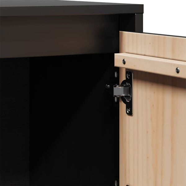 vidaXL Ντουλάπι Ψηλό Μαύρο 74 x 35 x 117 εκ. από Μασίφ Ξύλο Πεύκου