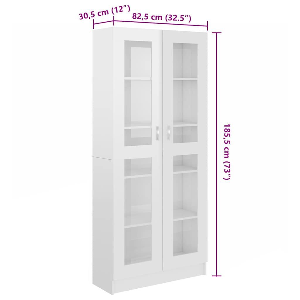 vidaXL Βιτρίνα Γυαλιστερό Λευκό 82,5 x 30,5 x 185,5 εκ. Επεξ. Ξύλο