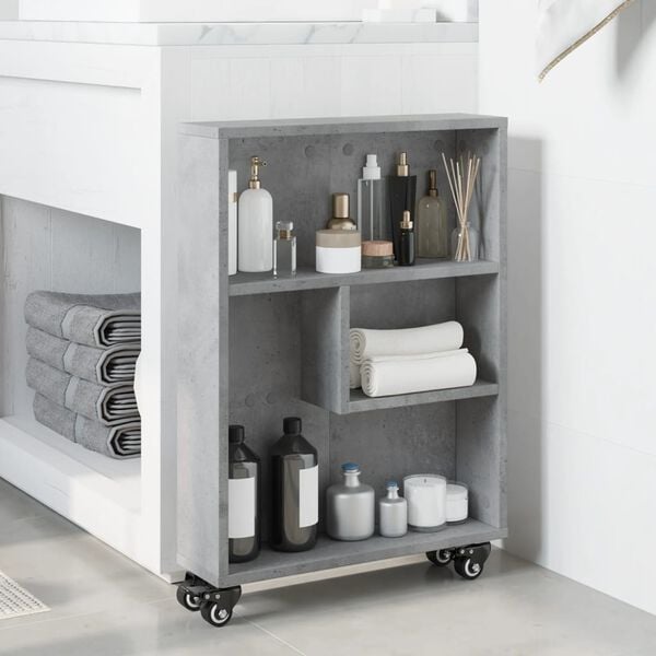 vidaXL Τρόλεϊ Αποθήκευσης Στενό Γκρι Σκυρ. 48x13x68 εκ. Επεξ. Ξύλο