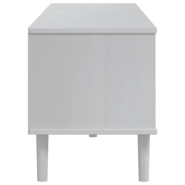 vidaXL Έπιπλο Τηλεόρασης SENJA Λευκό / Ρατάν 158x40x49 εκ. Μασίφ Πεύκο