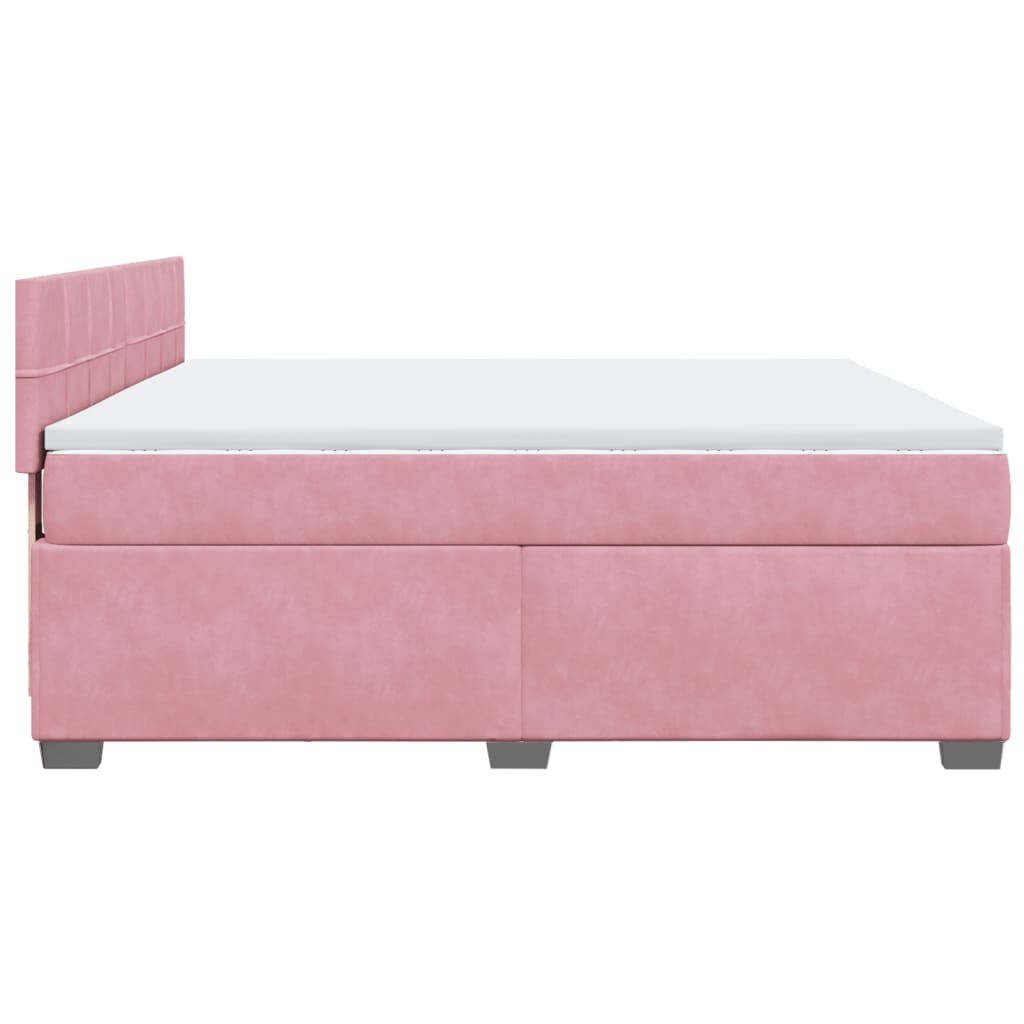 vidaXL Κρεβάτι Boxspring με Στρώμα Ροζ 180x200 εκ. Βελούδινο
