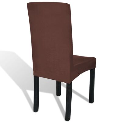 vidaXL Κάλυμμα Καρέκλας Ελαστικό Ίσιο 4 τεμ. Καφέ